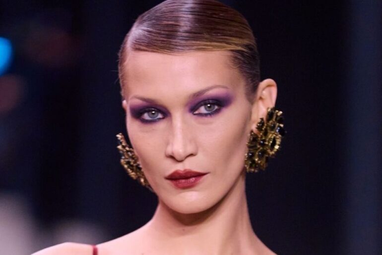 Bella Hadid Wows in Daring Micro Shorts for Prada Beauty