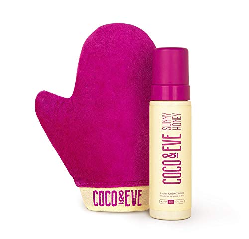 Coco & Eve Self Tanner Foam Kit - (medium) Streak-Free Sunless Tanning Mousse, Tropically Scented Natural Looking Tan & Included Mitt Applicator, Vegan, Cruelty Free | Sunny Honey Bali Bronzing