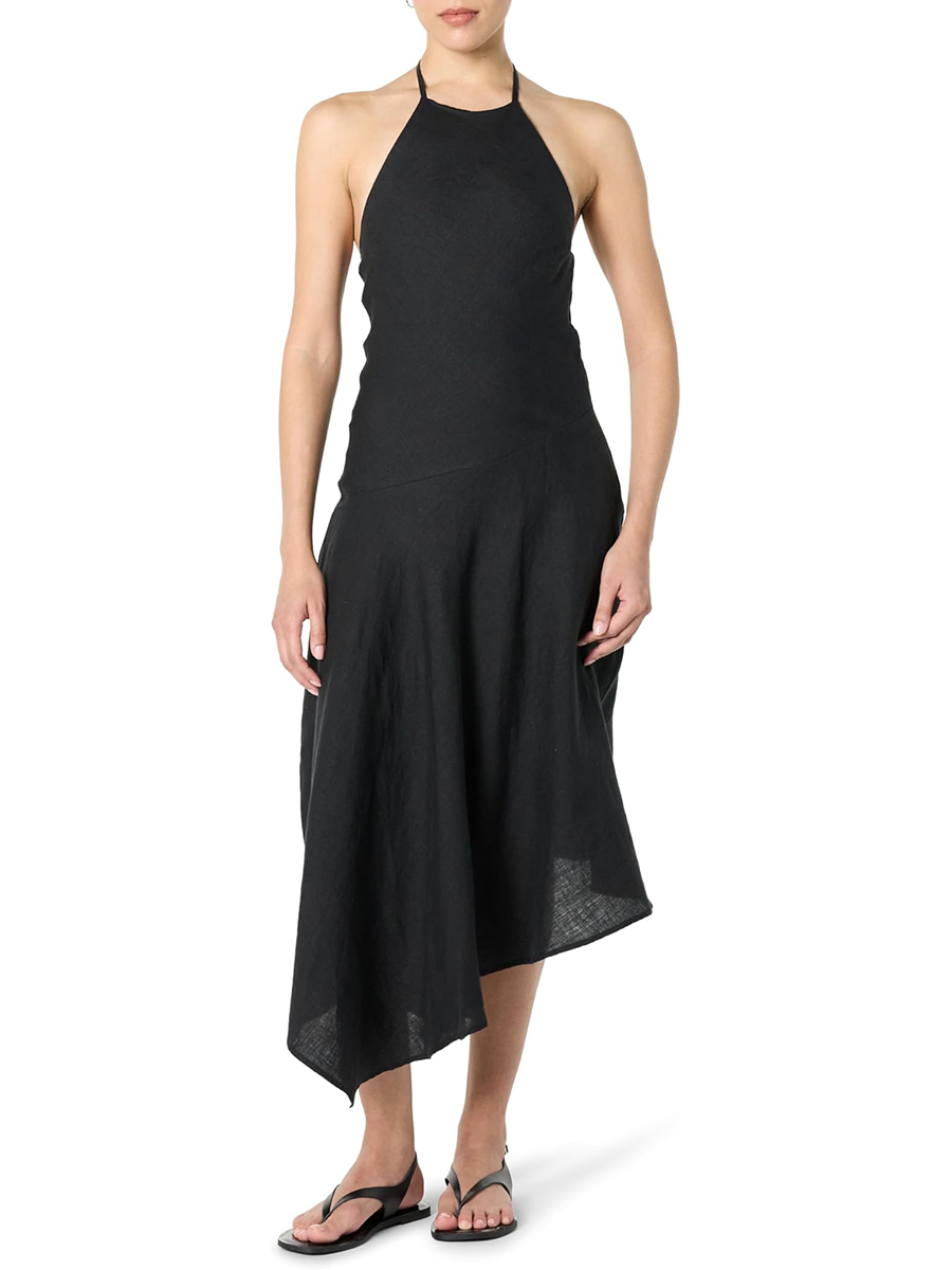 The Drop, The Drop Women’s Ciga Halter Linen Maxi Dress, Black, L