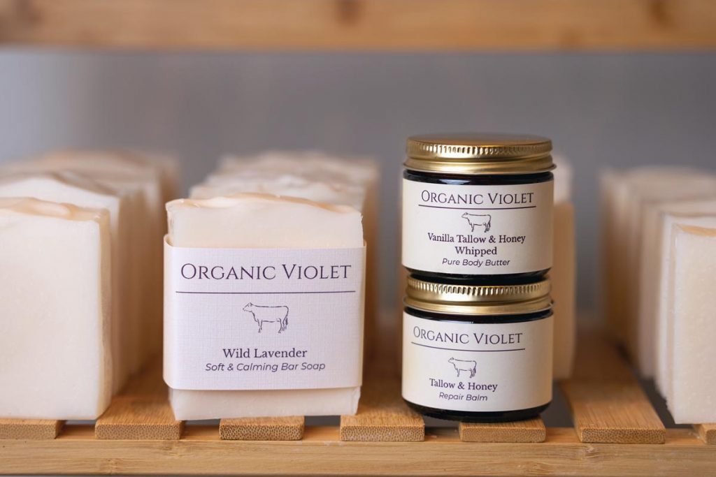 Kristi founded skin care brand Organic Violet, which features beef-tallow based products. Photo by Nick Shirghio