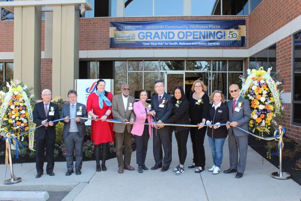 The first ribbon-cutting ceremony featured Pennsylvania Secretary of Human Services Dr. Val Arkoosh, Jaisohn Center CEO George Choe, and Montgomery County Commissioners Chair Jamila Winder, joined by State Senators Art Haywood, Tricia Pennycuick, and Maria Collett, Republic of Korea Philadelphia Head Consul Jae Yong Lee, Jaisohn Board Chair Brian Lee, and founding leader Dr. Henry Oh. (Photo courtesy of Jaisohn Center)