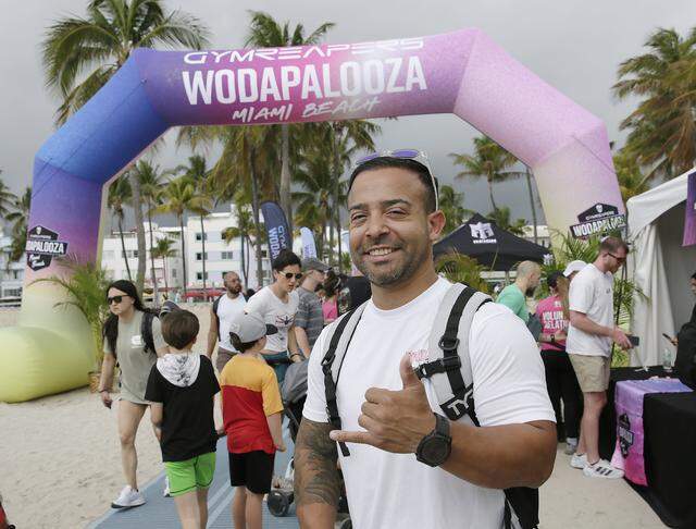 Manny Demoya of New Jersey visits Miami to watch Wodapalooza fitness festival on Friday, March 13, 2026 in Miami Beach . Andrew Uloza / for Miami Herald