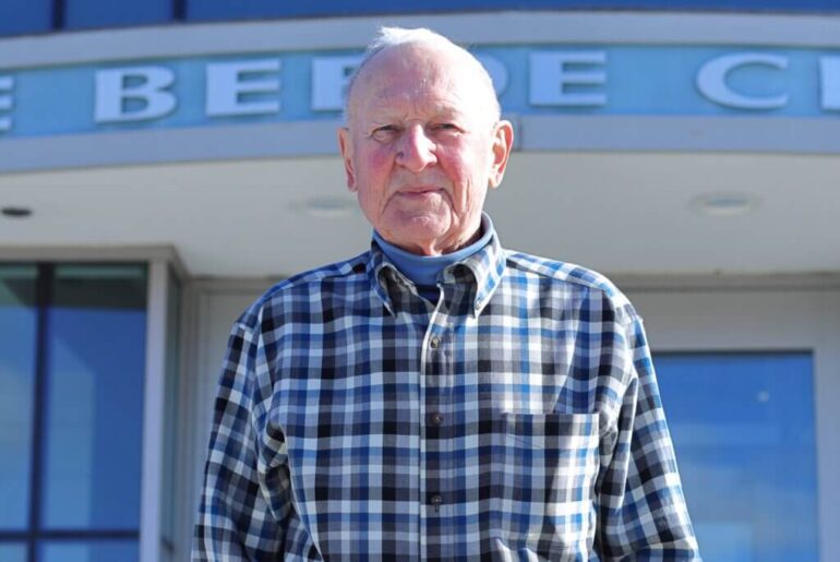 Elmer “Pete” Funkhouser outside the Beede Swim and Fitness Center, for which he helped fundraise as president of Concord-Carlisle Pools. Photo: Trace Salzbrenner/The Concord Bridge