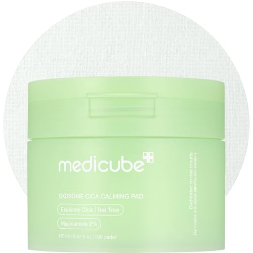 Medicube Toner Pads Exosome Cica Tea Tree Calming Toner Pad for Sensitive Skin | Centella Asiatica for Redness, Breakouts | Low-Irritating & Hydrating Care | Korean Skincare, 100 Pads (1 Pack)