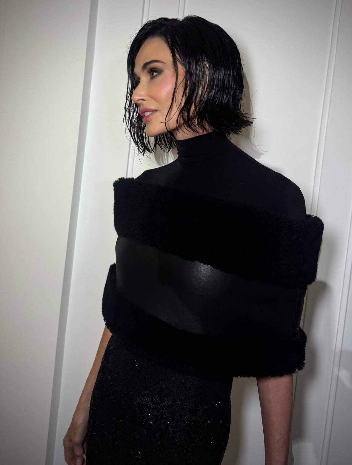 Photo of Demi Moore with a wet look bob