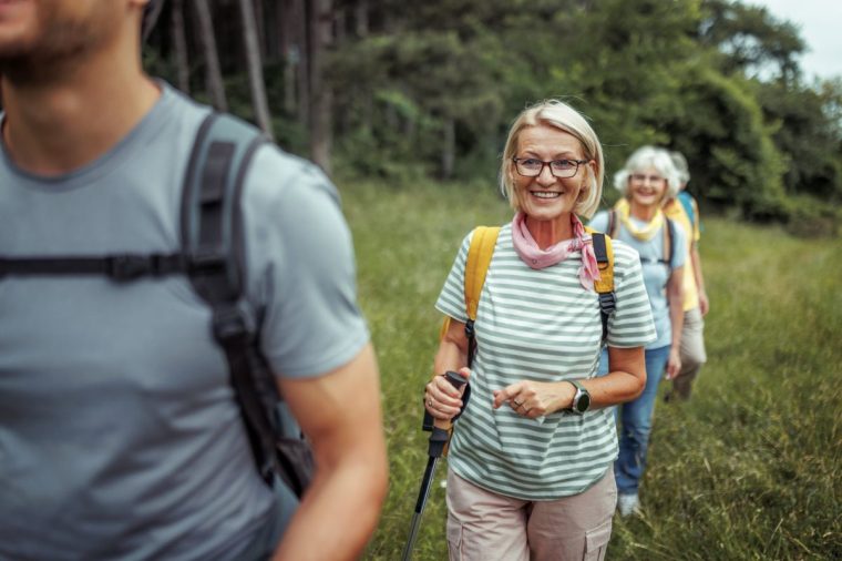 Senior hikers enjoying their day at forest