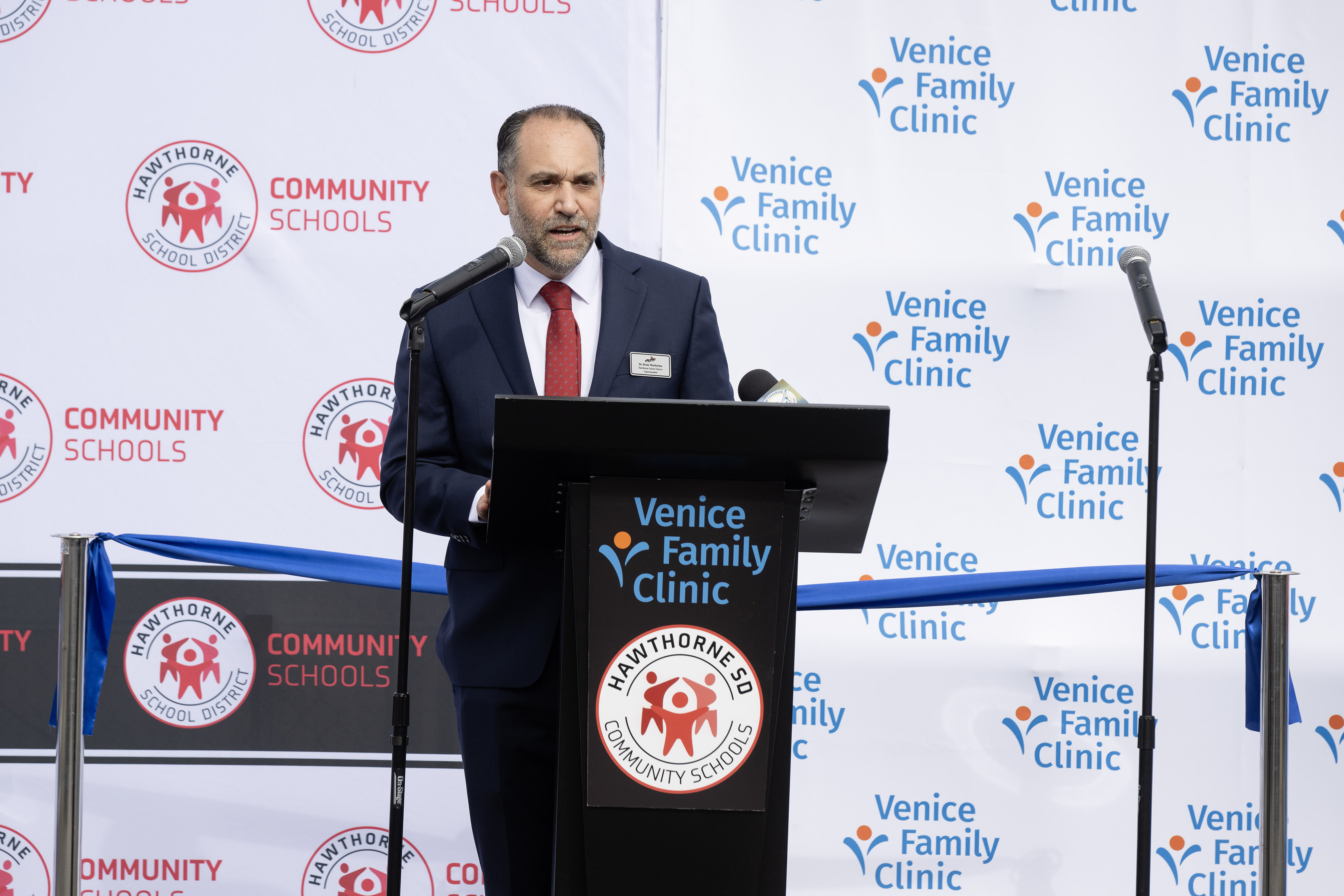 Superintendent Dr. Brian Markarian speaks during the grand opening of...