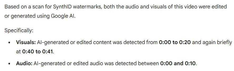 <span>Screenshot of a response from Google's Gemini taken March 26, 2026</span>