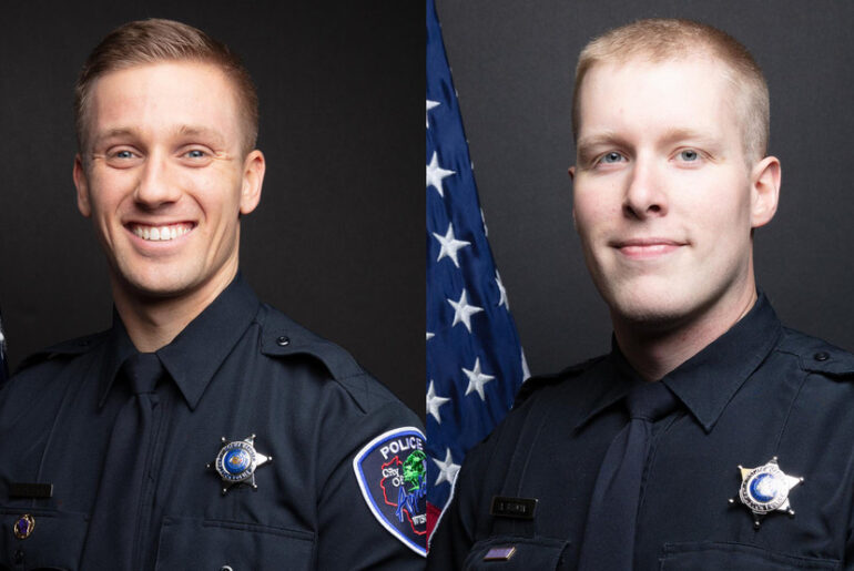 Appleton police officers Bryce Rudebeck, left, and Tony Shuman. (Photos courtesy Wisconsin DCI)