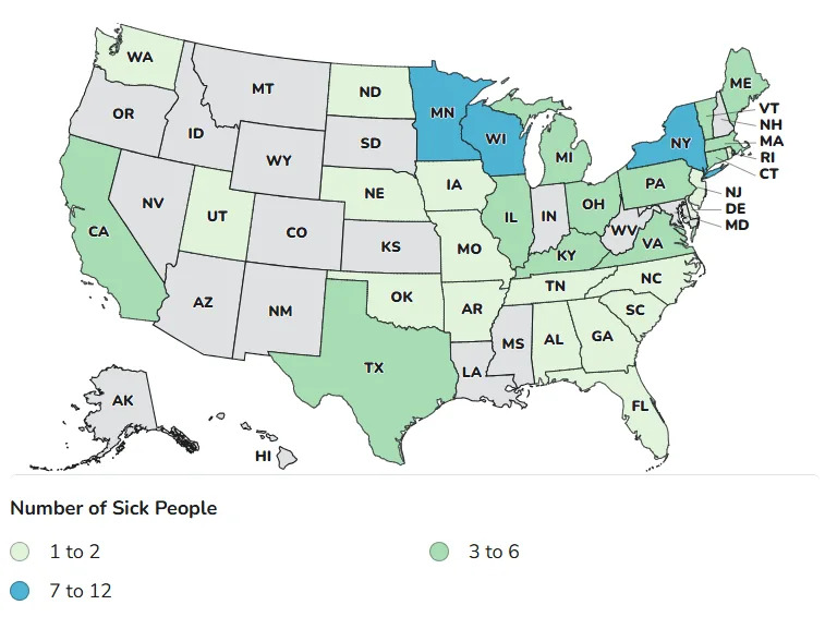 Map of reported cases as of March 17 (Courtesy: CDC)
