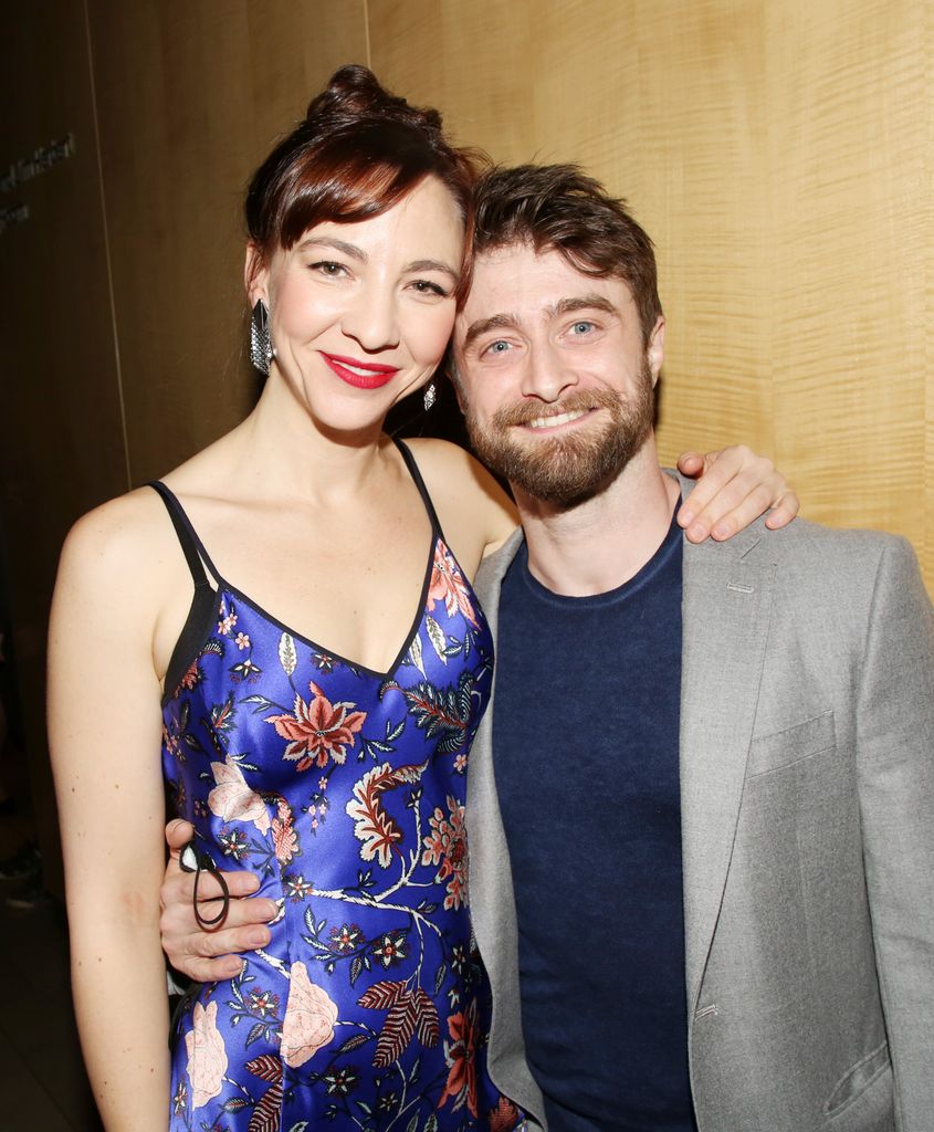 Erin Darke and Daniel Radcliffe pose at the opening night of the new play "Kyoto" at Mitzi Newhouse Theater at Lincoln Center on November 3, 2025 in New York City.