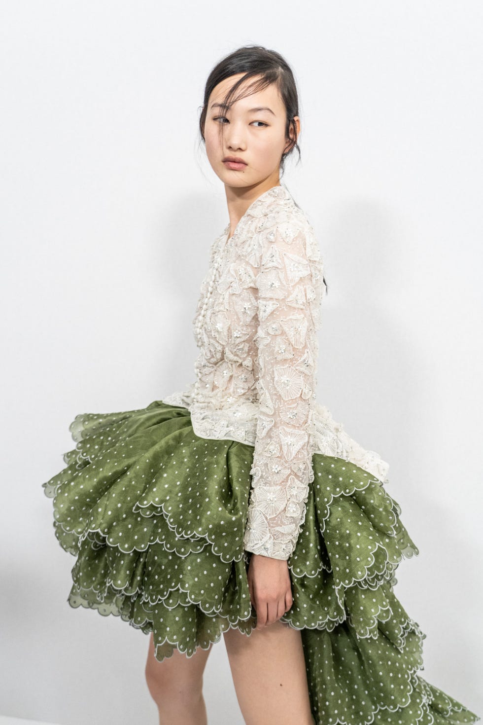 model showcasing a unique fashion design