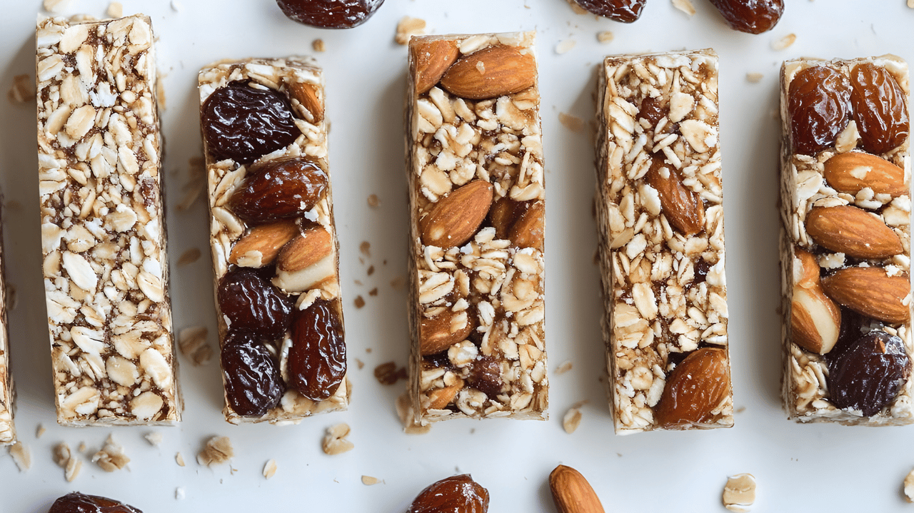 Granola bars on white background