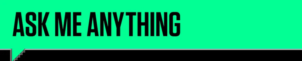 Ask me anything green banner