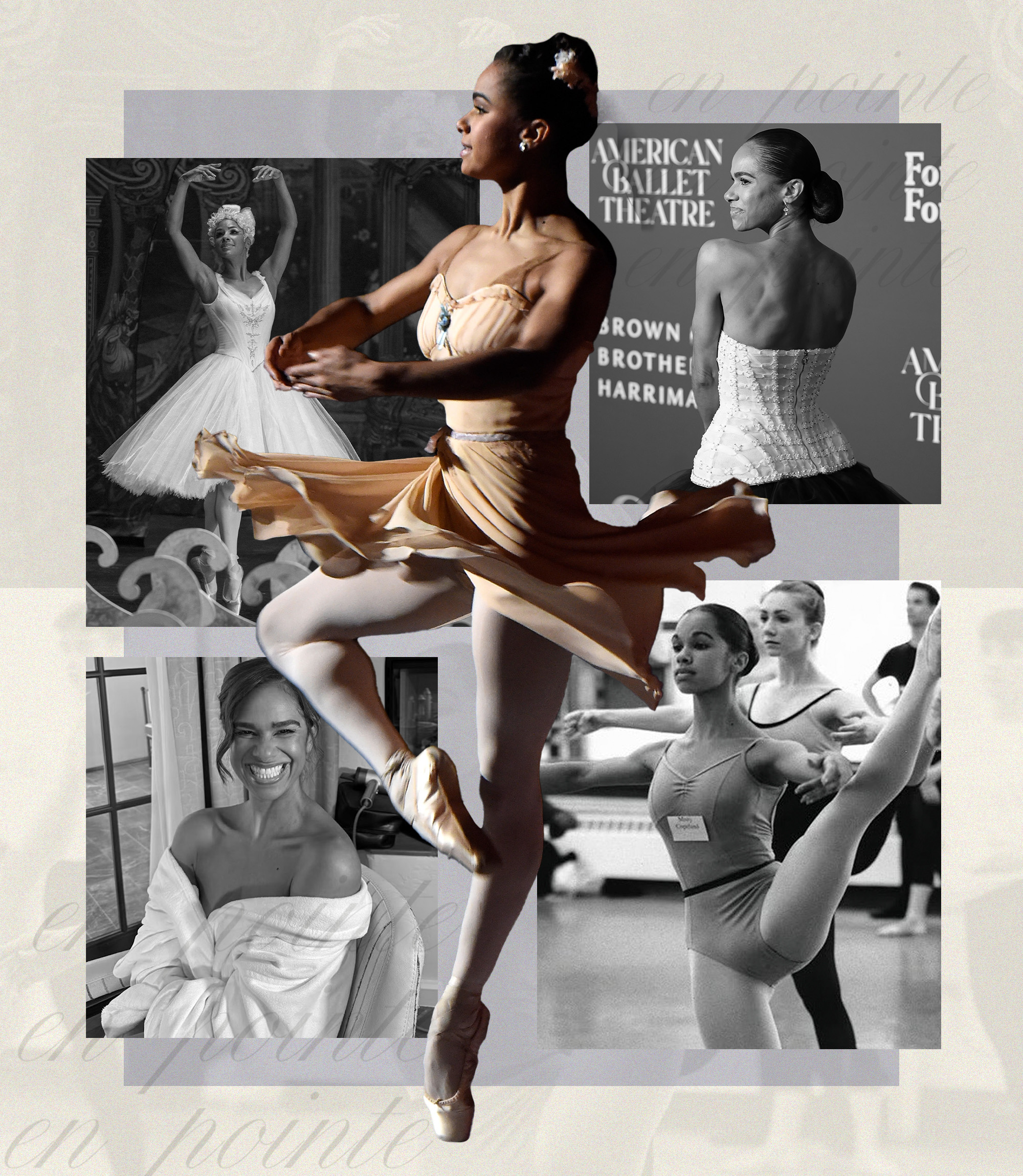 Misty Copeland in the studio as a student, on stage, in Walt Disney Studio's "The Nutcracker and the Four Realms," in a makeup chair, and on a red carpet