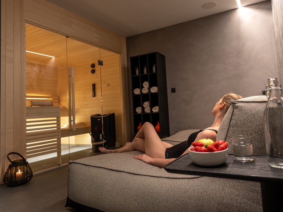 relaxation area with a sauna and refreshments girl powder retreat review