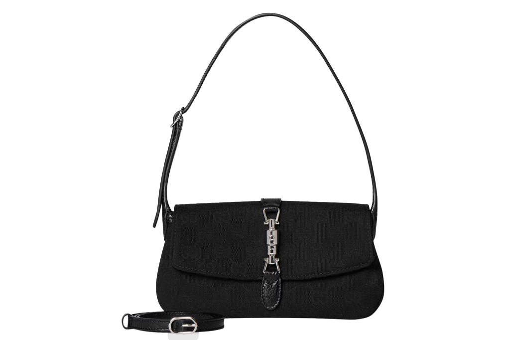 Black Gucci shoulder bag with silver hardware.