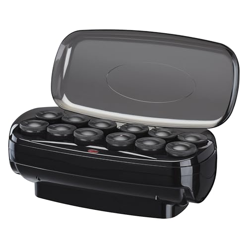 Conair Hot Rollers for Long, Medium & Short Hair, 12 Jumbo 1 ½" Heated Hair Rollers With Clips, Hot Curlers for Women, Volume & Curls, Amazon Exclusive, Black