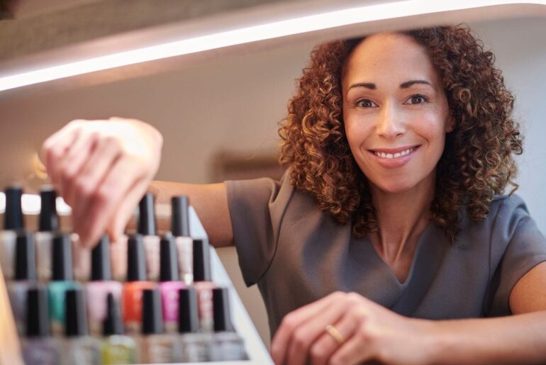 happy nail technician