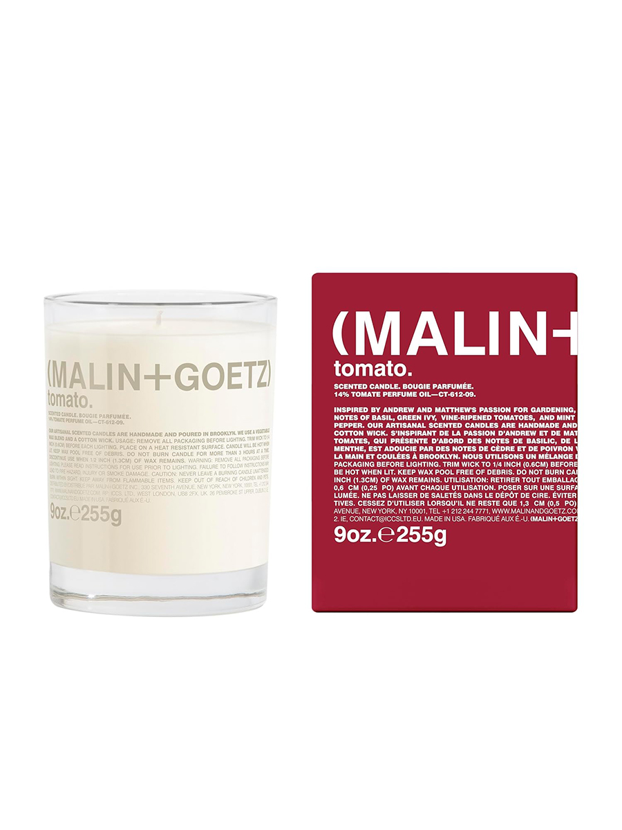 MALIN+GOETZ, Malin+goetz Tomato Candle – Home Grown Tomato Aroma Fragrance Scented Candle, Natural Wax Blend, Fresh & Verdant Scent, Vegan & Cruelty Free, Single Wick Candle, Lasts 60 Hours