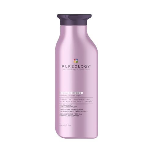 Pureology Hydrate Sheer Shampoo - Lightweight, Moisturizing Shampoo for Fine, Dry, Color Treated Hair, Sulfate-Free & Vegan