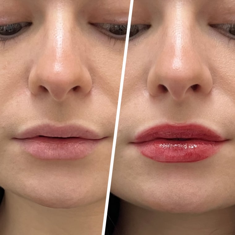 Production associate Audrey Ekman after applying the L.A. Girl Tinted Hydrating Lip Plumper.