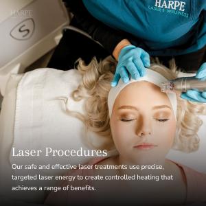 Woman receiving laser procedure to forehead