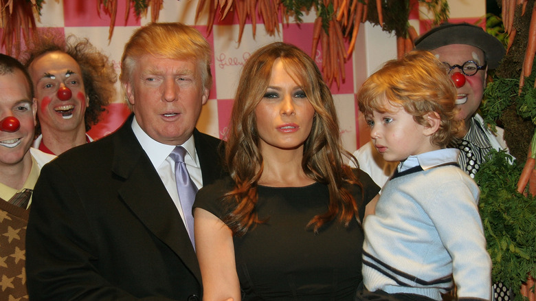 Donald Trump, wife Melania Trump and son Barron Trump attend the 17th Annual Bunny Hop