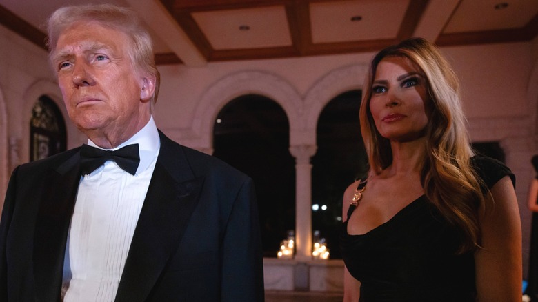 Melania and Donald Trump at the Mar A Lago Club on New Years Eve 2024