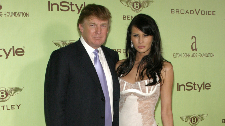 Donald Trump and Melania Knauss at the Elton John AIDS Foundation's 12th Annual Oscar party