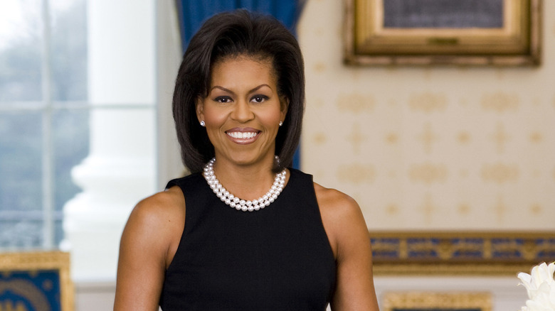 Michelle Obama poses for her official portrait