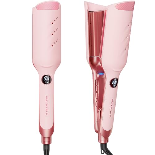 Wavytalk Power Wave Hair Crimper, Curling Iron Hair Crimper Waver, Ventilation Design for Less Damage, Ionic Reduces Frizz, Effortless-Waver, Dual Voltage Crimping Iron, Pink