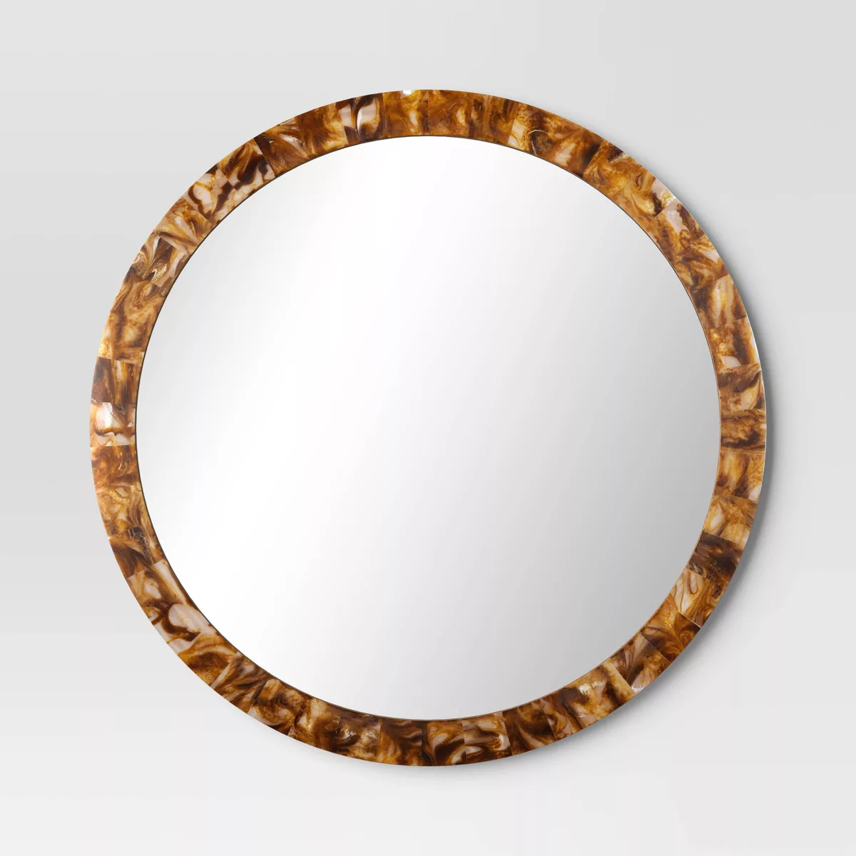30u0026#34; Round Pieced Faux Horn Wall Mirror - Thresholdu0026#8482;