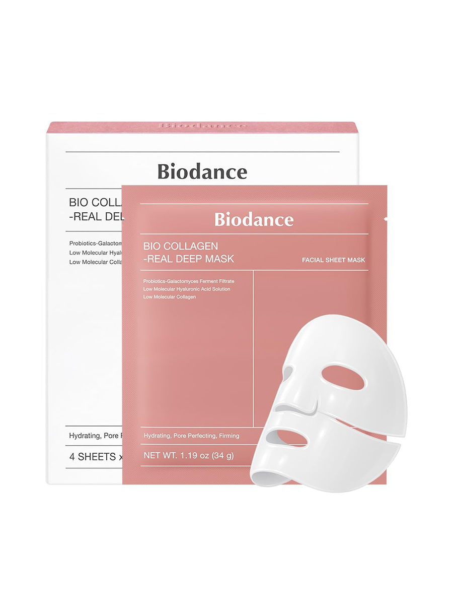 BIODANCE, Biodance Bio-Collagen Real Deep Mask, Hydrating Overnight Hydrogel Face Mask, Pore Minimizing, Elasticity, Plumping, Travel Essentials & Self Care Gifts for Women, Korean Skin Care | 1.19oz(34g) X 4ea