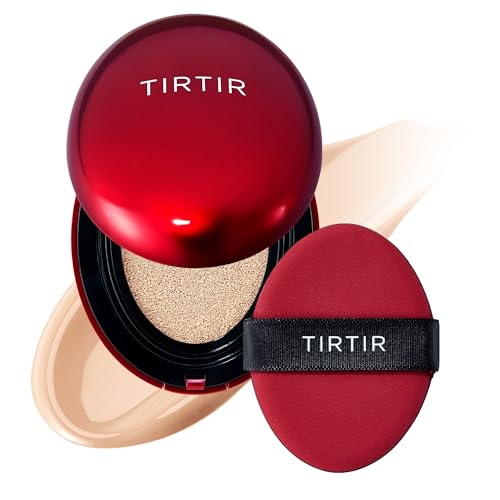 Tirtir Mask Fit Red Cushion Foundation | Full Coverage, Weightless, Skin Fit, Satin Glow Finish, Korean Makeup, Beauty, Tattoo Cover Up, Buildable (#21c Cool Ivory, 0.63 Fl Oz)
