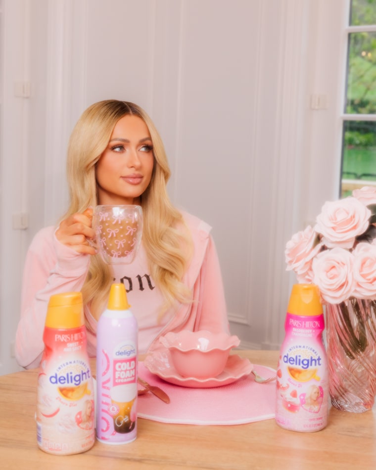 Paris Hilton enjoys her International Delight creamers.