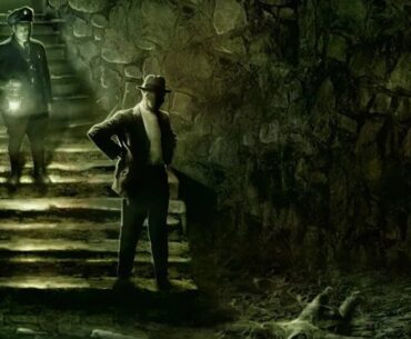 An investigator and a policeman looking at a crime scene in Trail of Cthulhu.