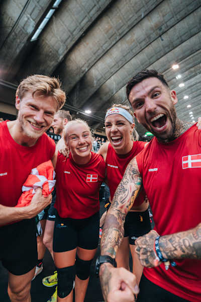 Ida Mathilde and team-mates pose after the race at the Hyrox World Championship in Nice, France, on June 9, 2024. 
