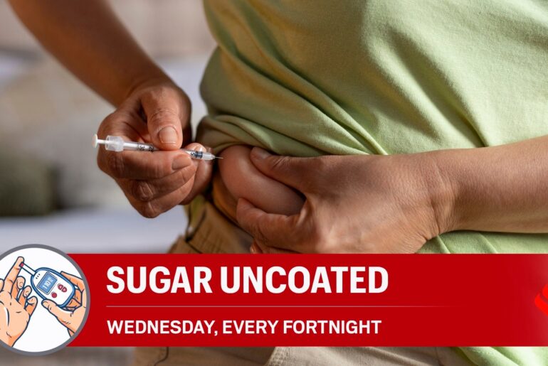 woman injects insulin at home