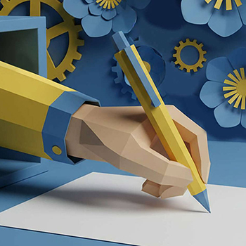 Illustration of hand writing with a pencil