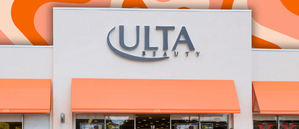 Ulta Beauty store with an orange background