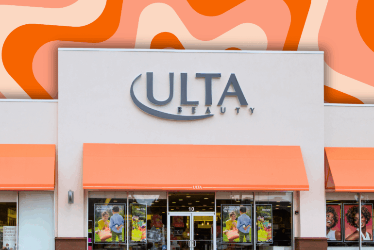 Ulta Beauty store with an orange background