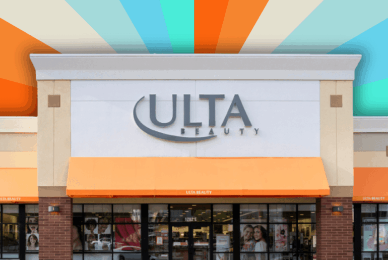 Ulta storefront with a colorful background