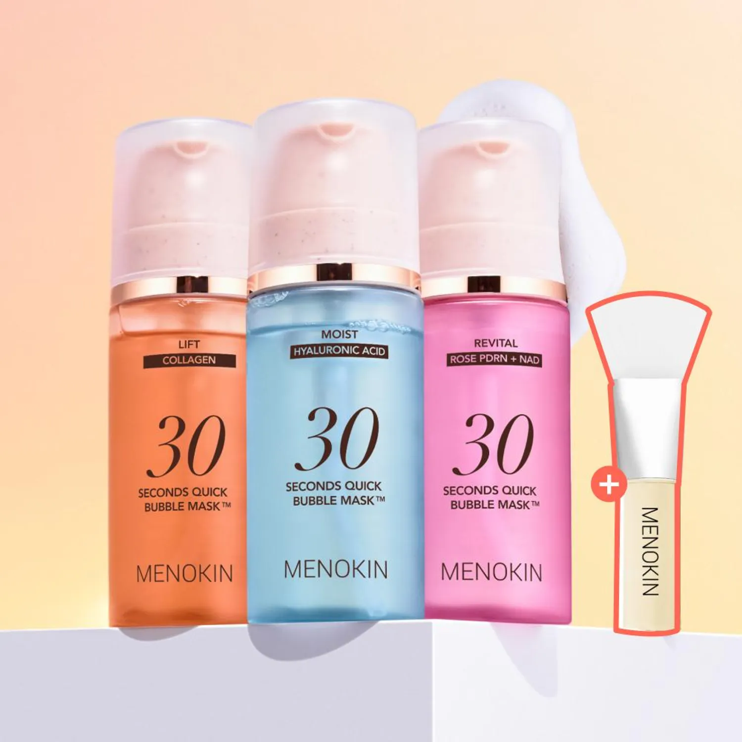MENOKIN, 30 Seconds Quick Bubble Mask Set (+Pack Brush)