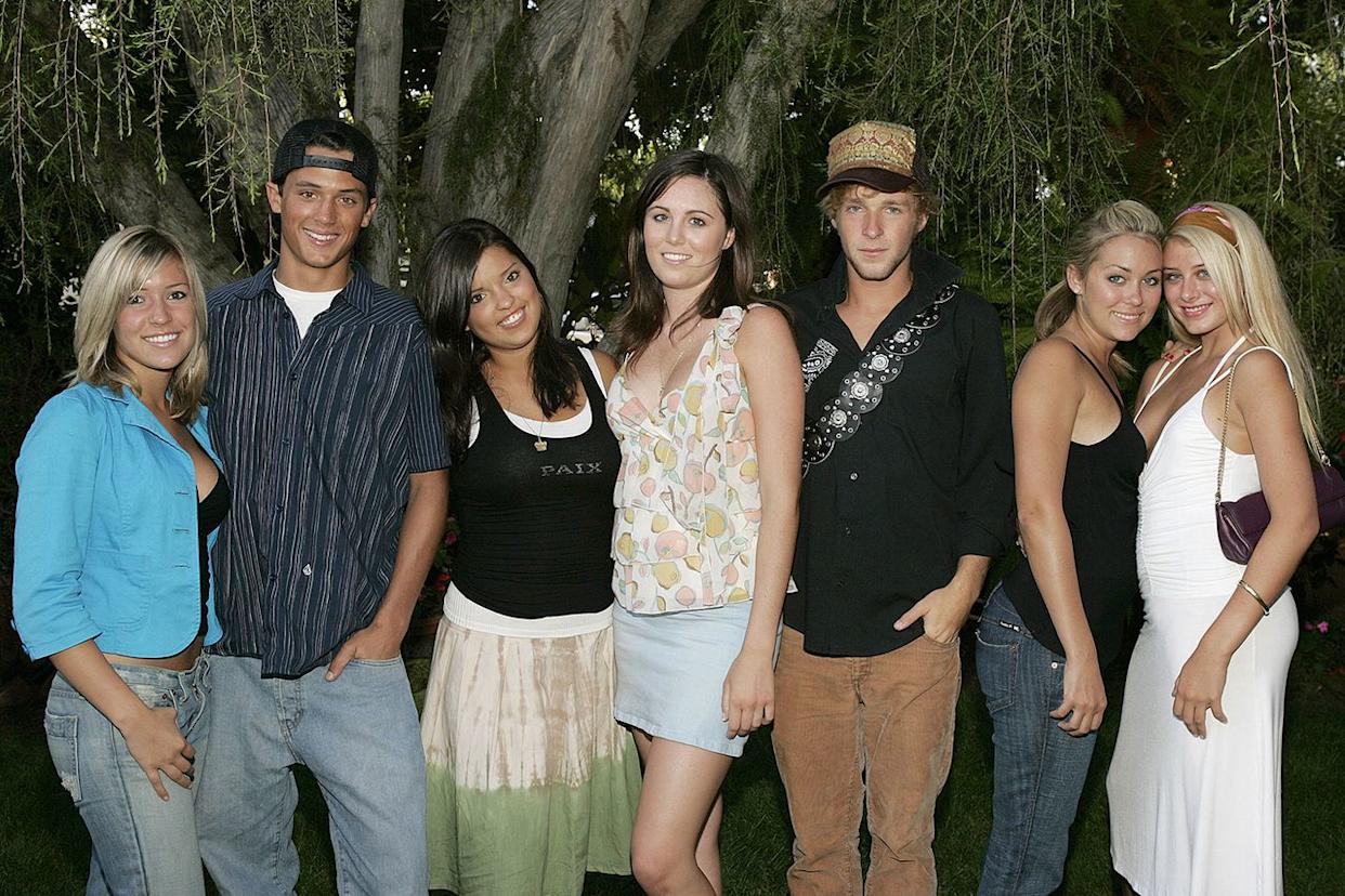 Kristin Cavallari, Stephen Colletti, Morgan Smith, Christina Sinclair, Trey Phillips, Lauren Conrad and Lo Bosworth in 2004.Credit: Jason Merritt/FilmMagic