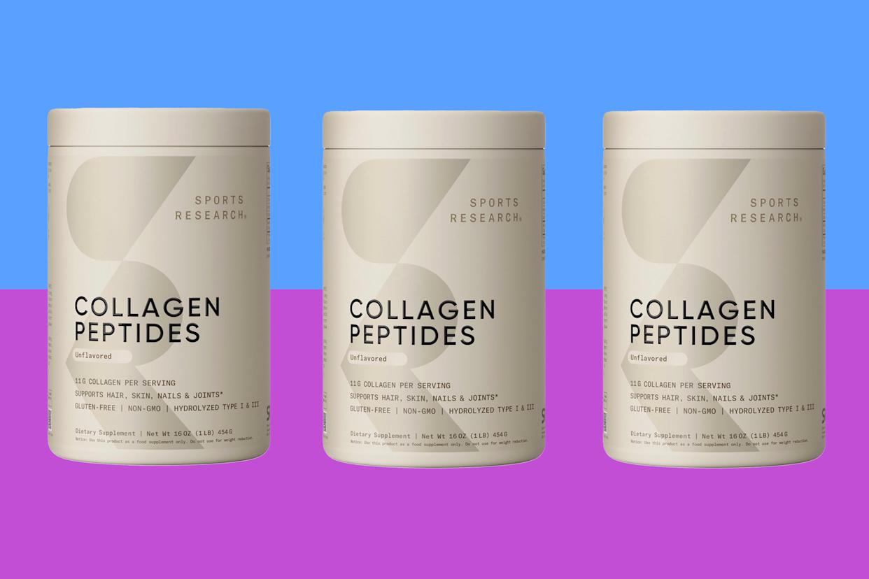 collagen peptides on purple and blue