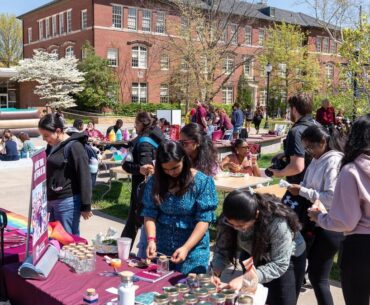 Students participating in activities during Salukis Care Day.