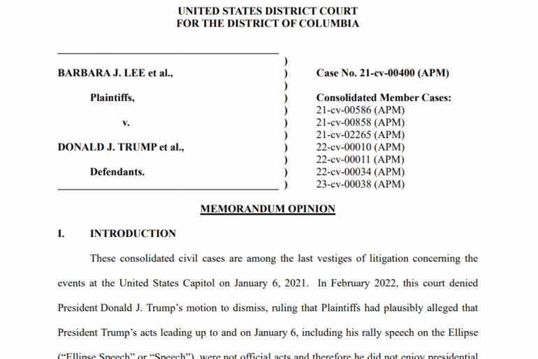 Judge Rejects Trump’s Bid for Civil Immunity in Jan. 6 Lawsuits, Allowing Cases to Proceed