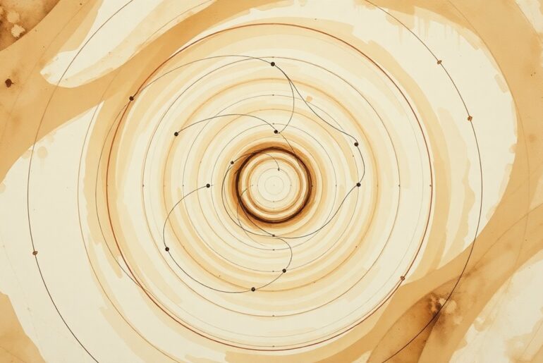 A vibrant, abstract painting in soft earth tones depicting the intricate molecular structure and forces of a stabilized carbene molecule, conveying the beauty and complexity of this scientific discovery.