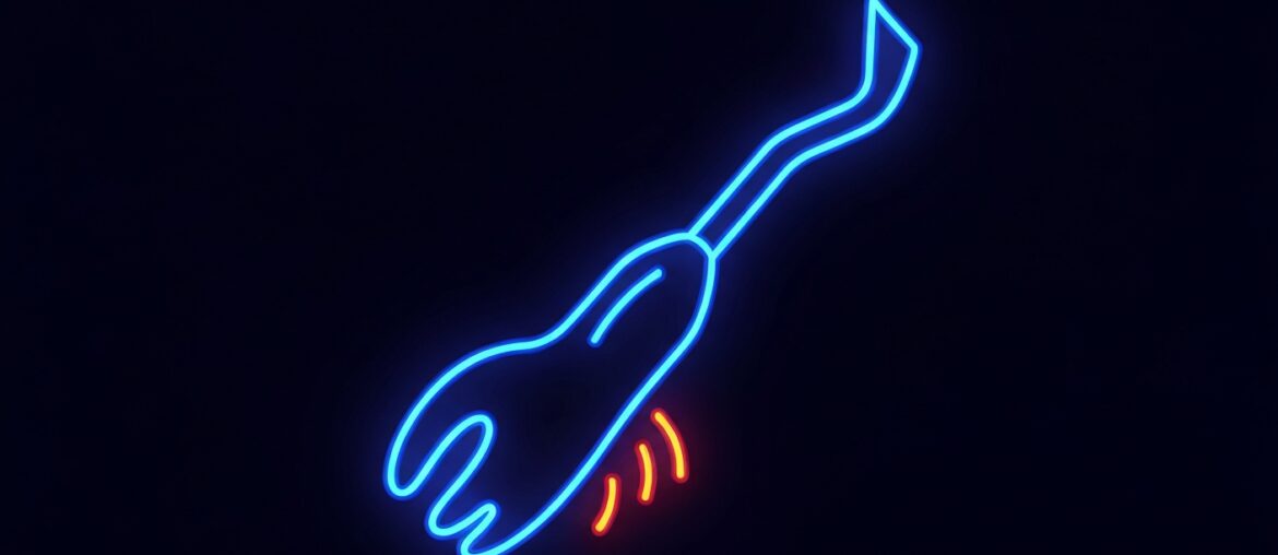 A glowing neon outline of a dental tool or tooth against a dark background, conceptually representing the modern, technology-driven dental services offered by Dental Wellness.